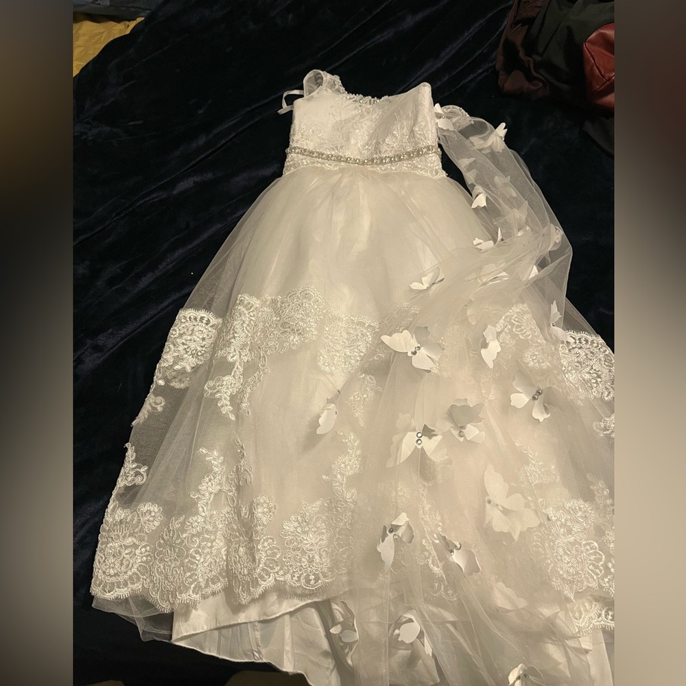 Beautiful Kids Mini Bride Flower Girl Dress